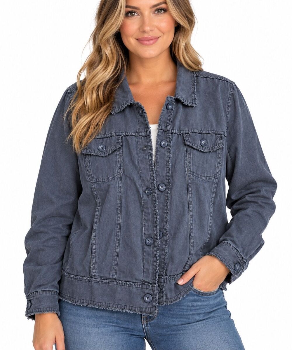 Tommy Bahama Women’s Blue 100% Linen Button Front Jacket Size XL